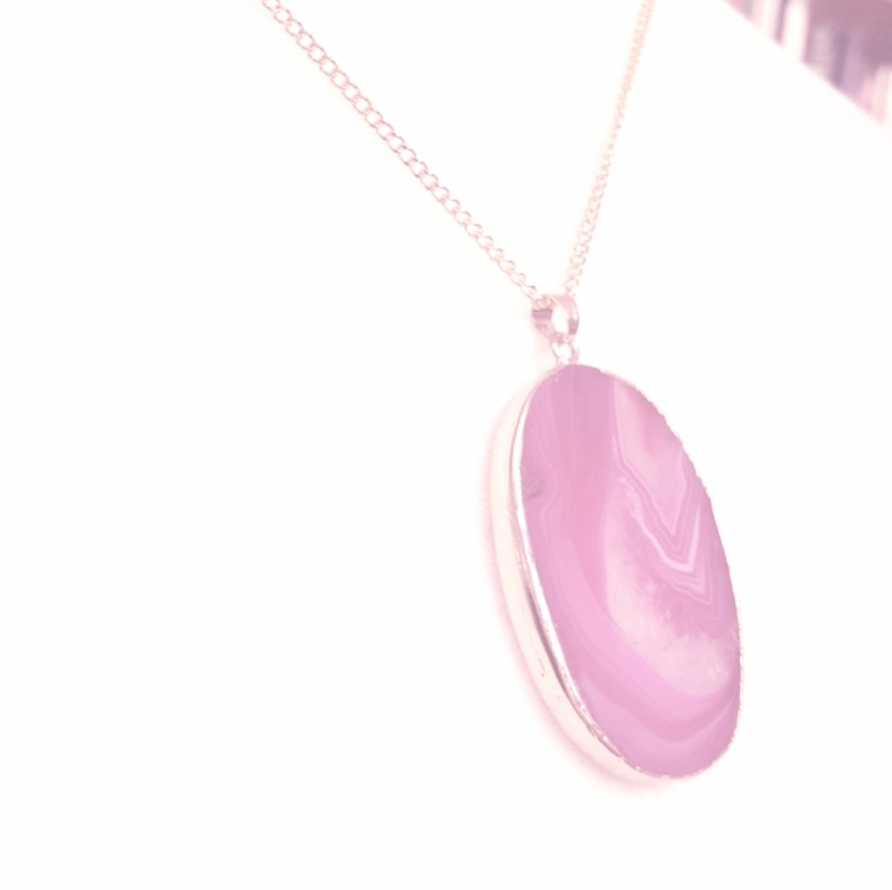 NWOT 16" Quartz agate druzy stone pendent necklace - Picture 3 of 4